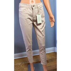 Zara Basic Women’s Size 4 Tan Khaki Skinny Ankle Zip Pants Flat Front Chino.